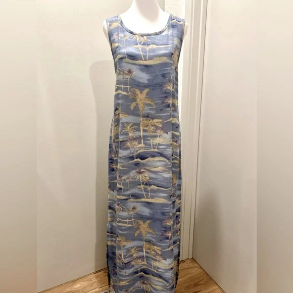 blue ombre dresser Blue Tropical Print Maxi Dress - All Dresses